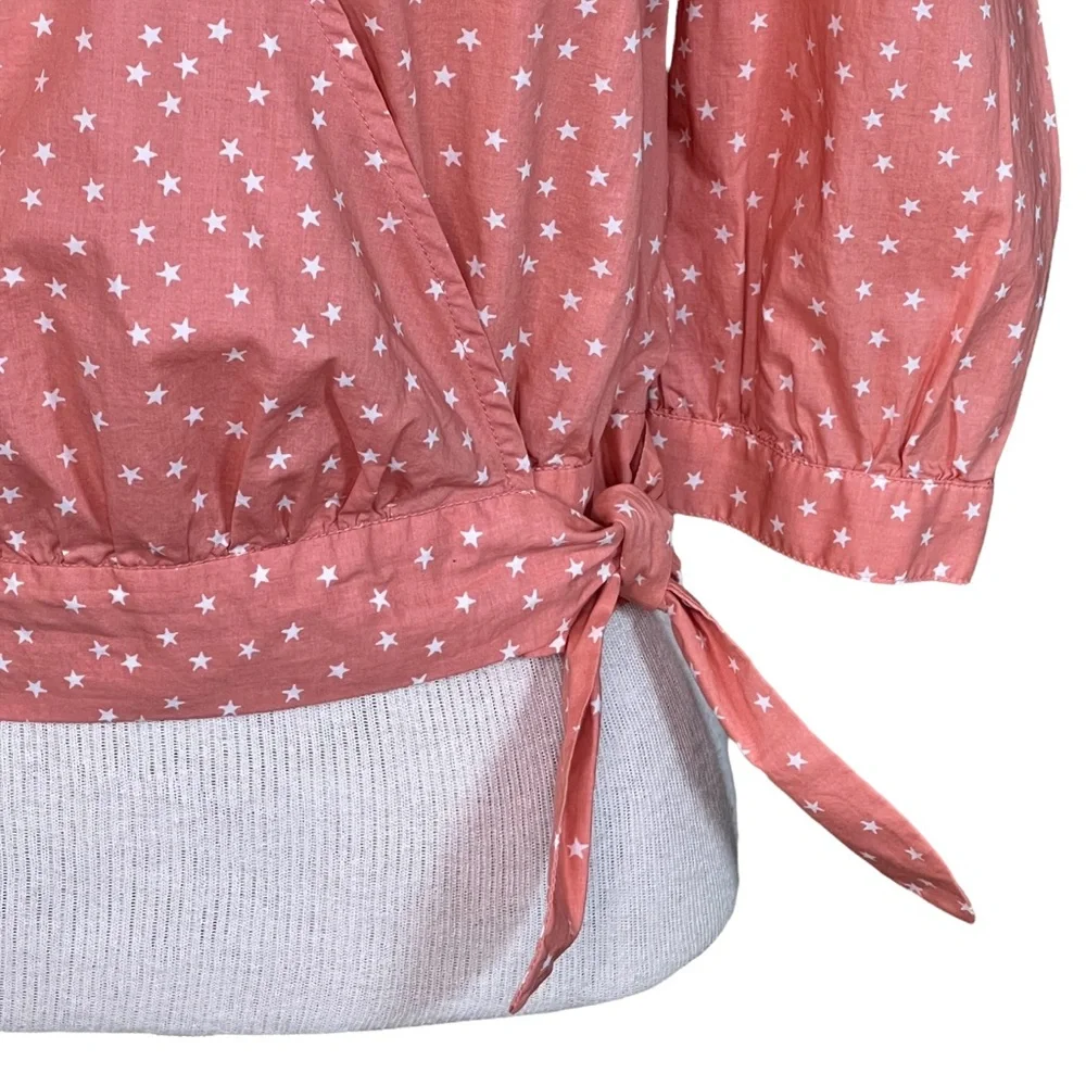 Madewell Wrap Blouse With Star Print & 3/4 Sleeves NWT SIZE XXS But Over…